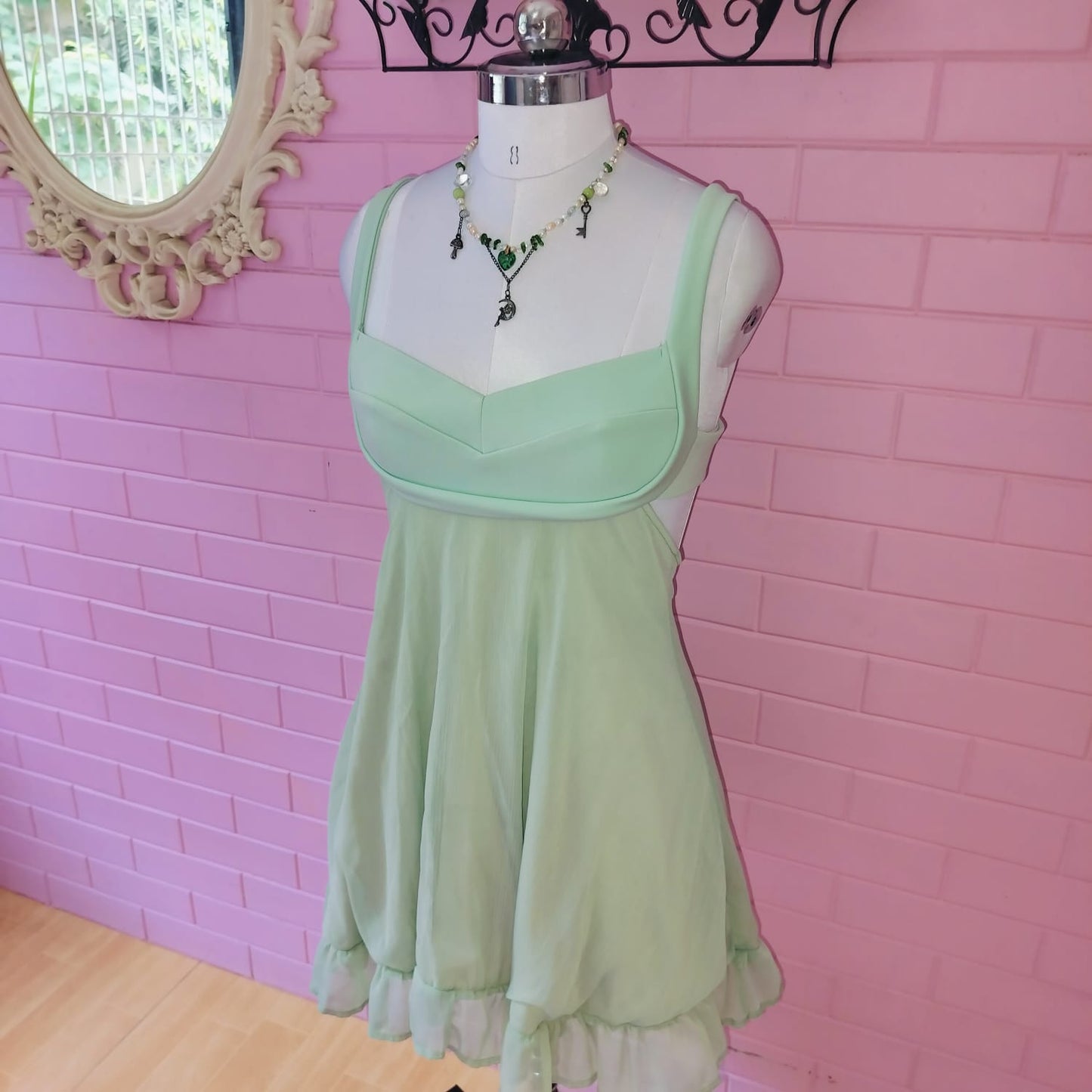 Whimsical Mint Green Cottagecore Dress