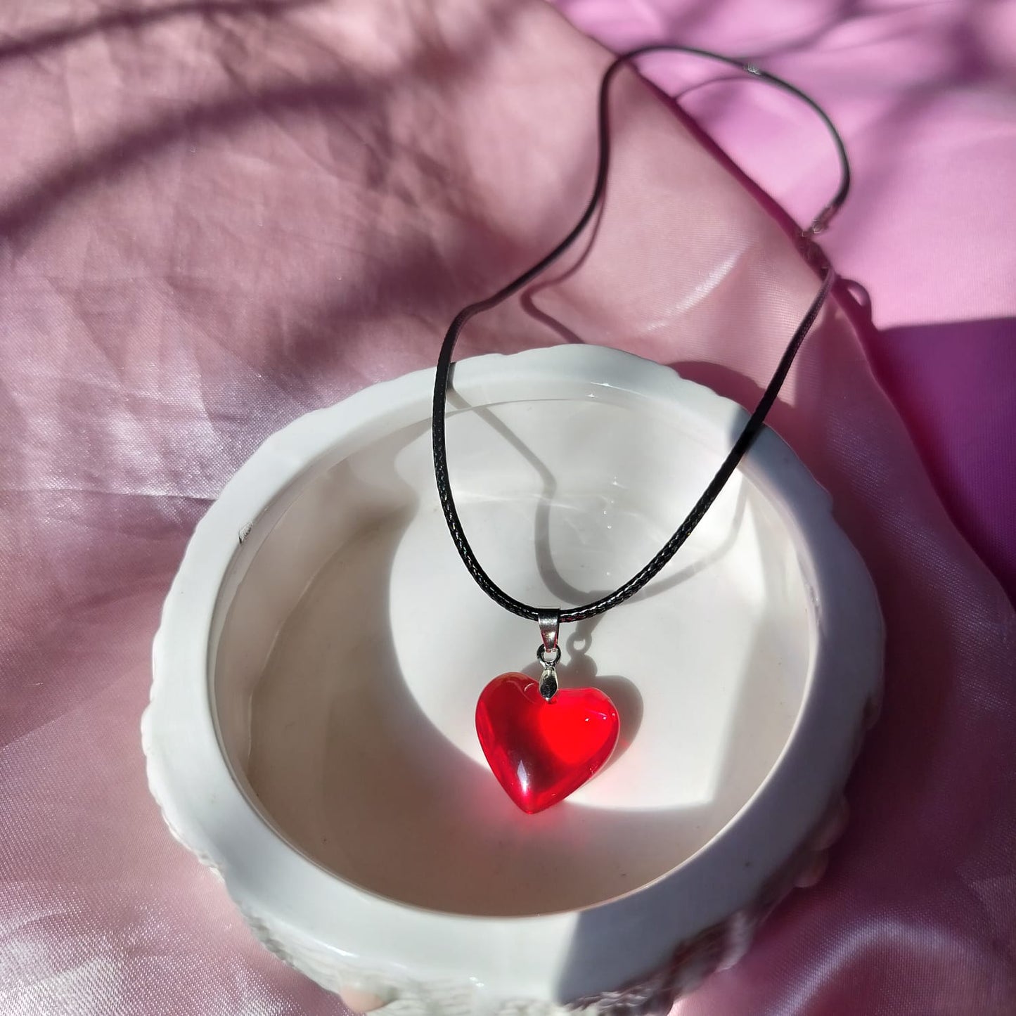 Ruby Red Heart Pendant Necklace