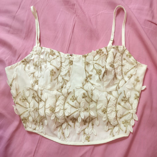 Embroidered Floral Lace Crop Top