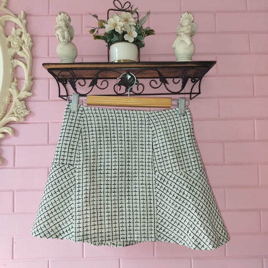 Black and White Tweed Mini Skirt