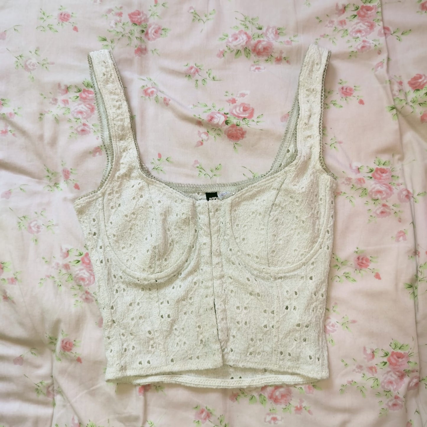 White Eyelet Bustier Top