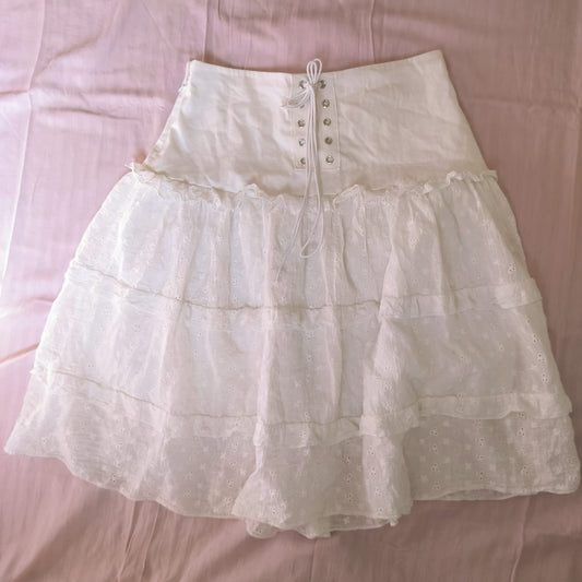 Cottagecore White Ruffle Skirt