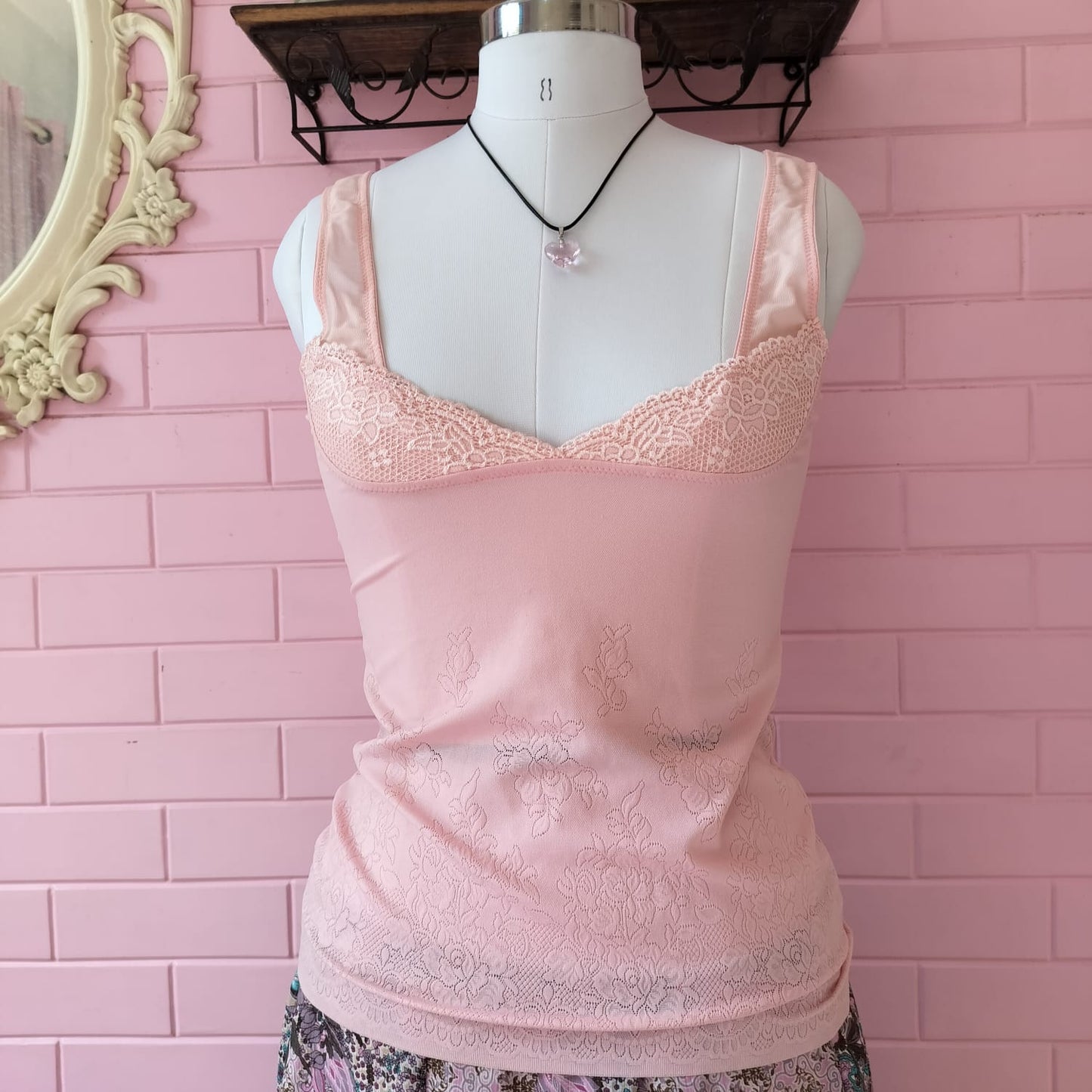 Pink Lace Trim Camisole