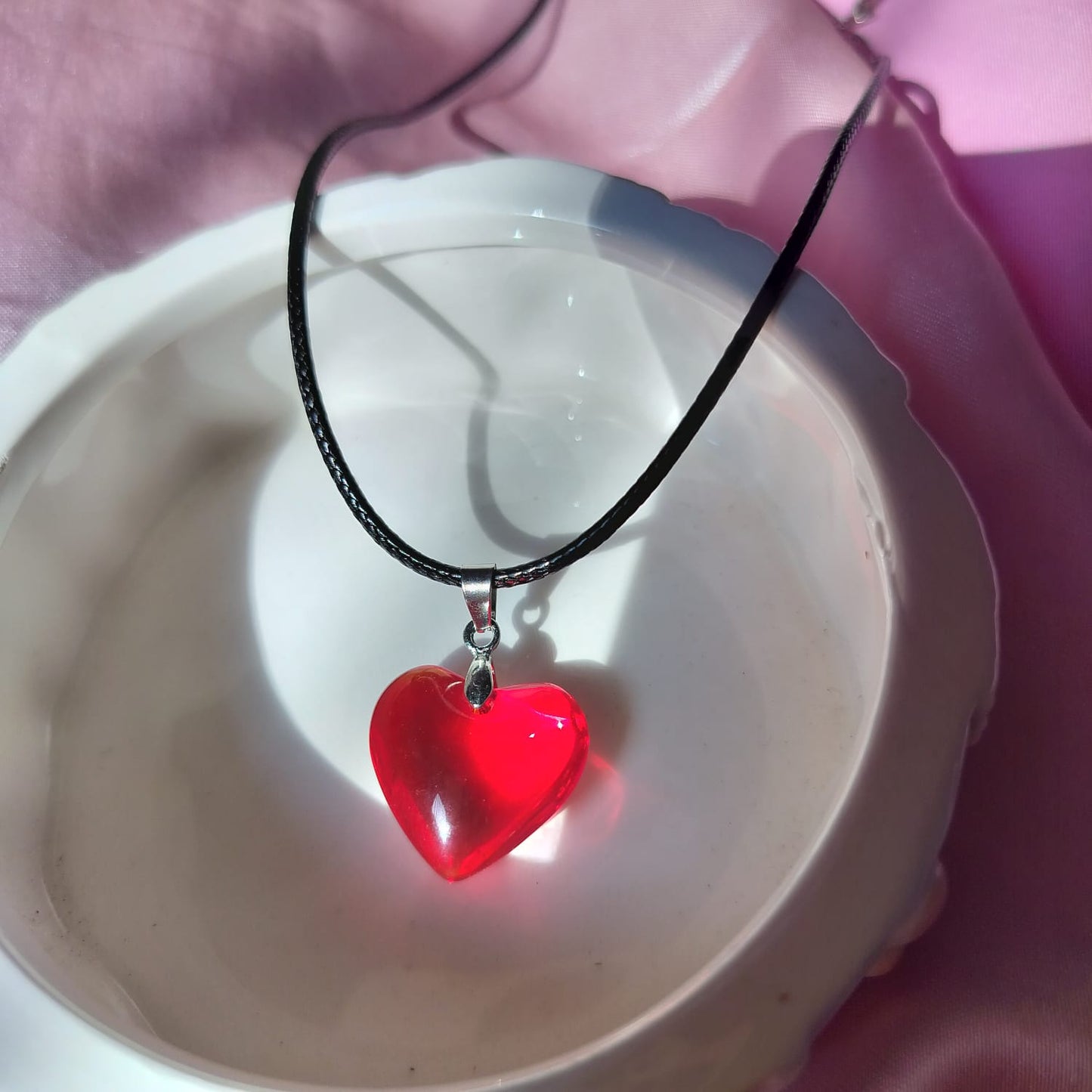 Ruby Red Heart Pendant Necklace