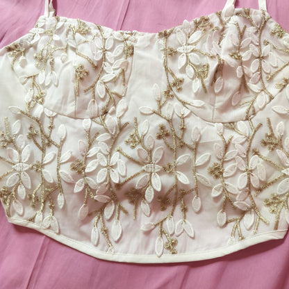 Embroidered Floral Lace Crop Top