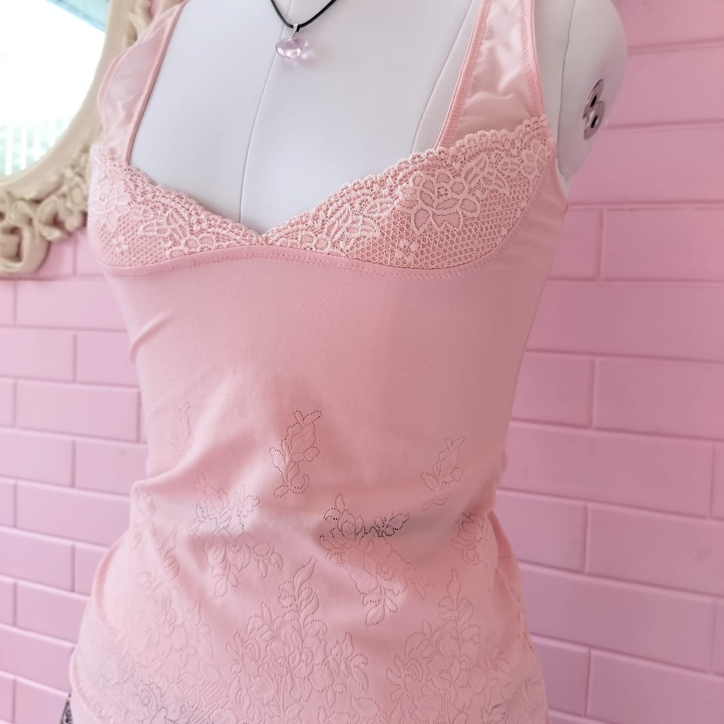 Pink Lace Trim Camisole