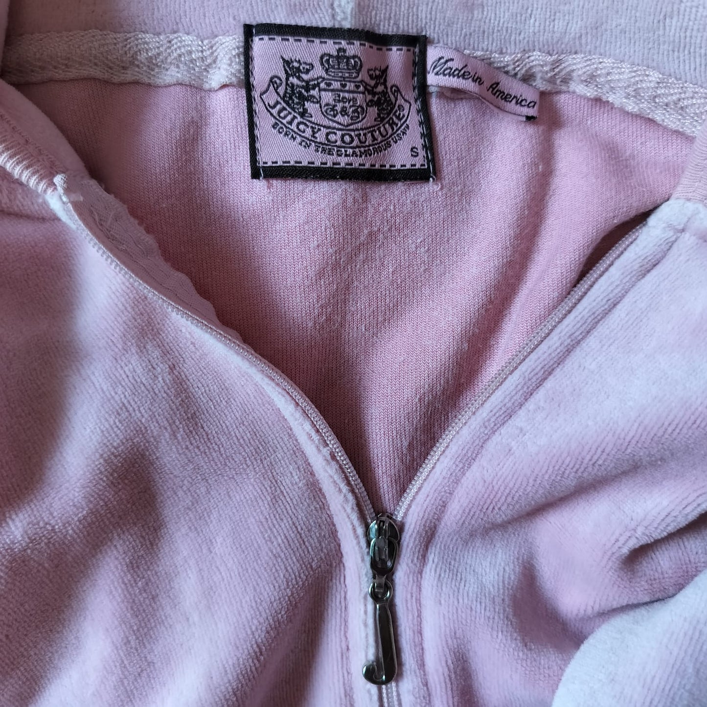 Authentic Juicy Couture Velour Hoodie - Pink Y2K Zip-Up with Rhinestone Logo