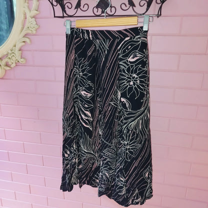 Ethereal Black & Pink Floral Skirt